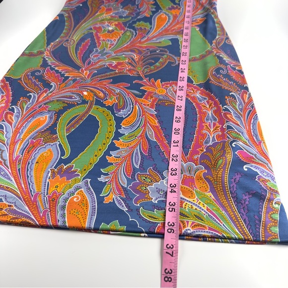 Ralph Lauren Black Label Size 2 Multicolor Paisley 100% Silk Jersey Sheath Dress - Picture 11 of 13